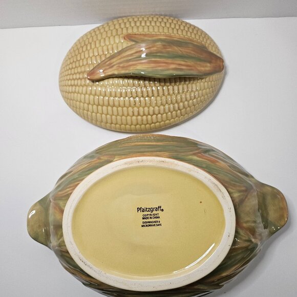 Vintage Retro Pfaltzgraff Lidded Corn Shaped Casserole Dish Kitshy Casserole - Picture 5 of 11